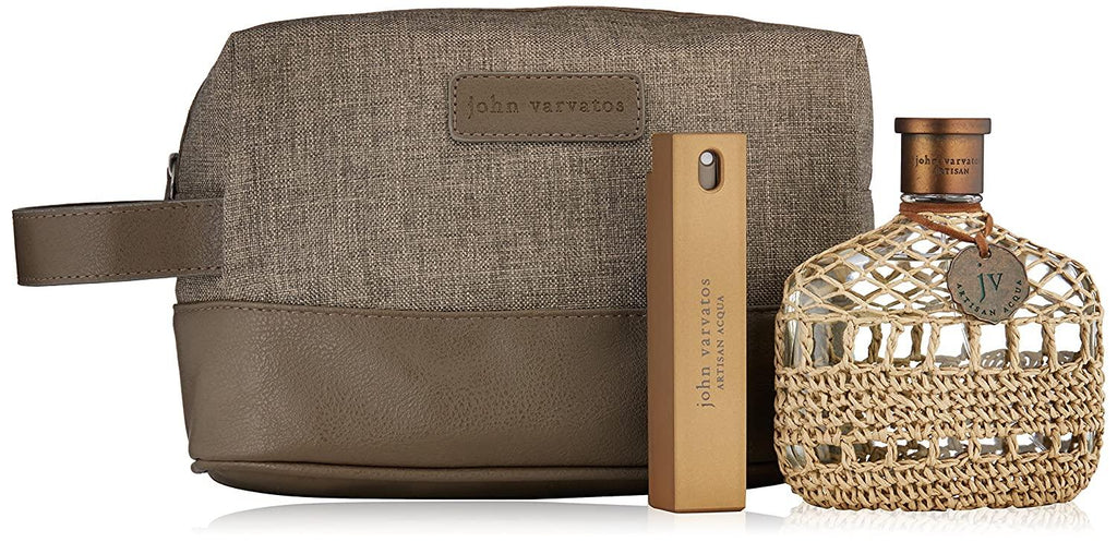John Varvatos Artisan Acqua 3 Piece Signature Travel Bag - ScentsForever